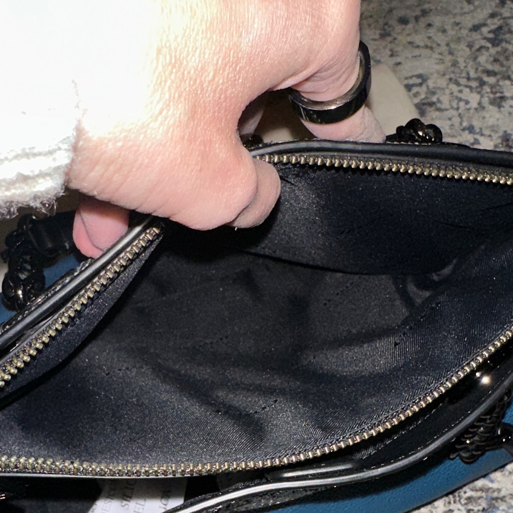 Coach Edie tote in Black and Teal with python trim - Picture 6 of 13